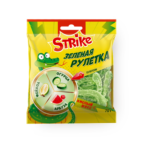 Мармелад жевательный Strike Зелёная рулетка кислый микс
