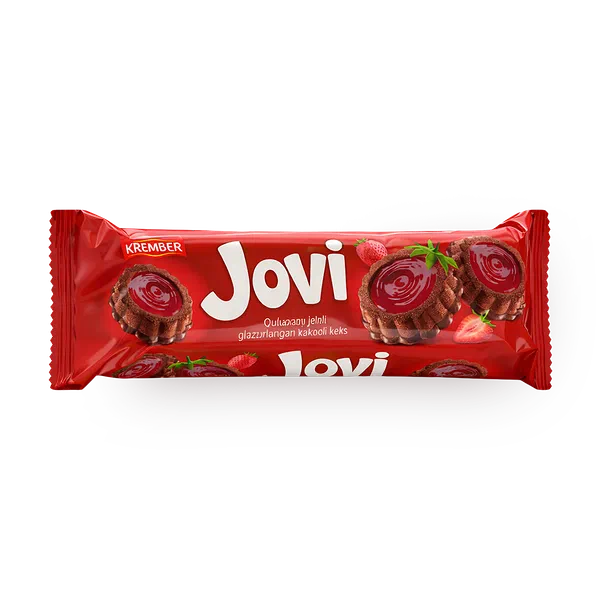 Кекс Jovi Krember с клубничным желе глазированный