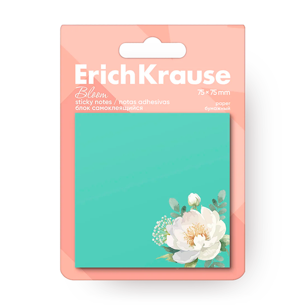 Блок самоклеящийся бумажный Erich Krause Pastel Bloom 75х75 мм 50листов