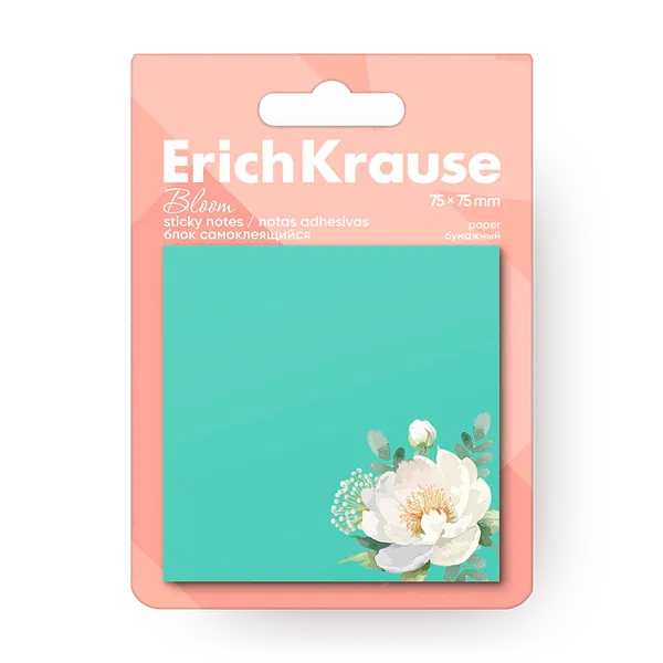 Блок самоклеящийся бумажный Erich Krause Pastel Bloom 75х75 мм 50листов
