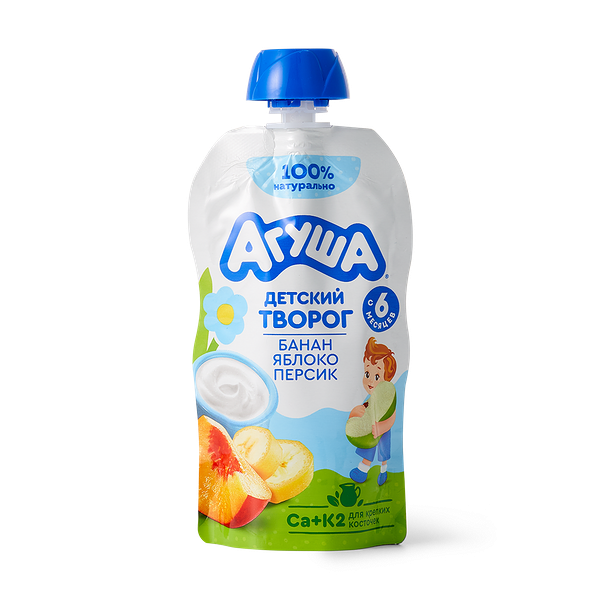 Творог детский 4% «Агуша» банан-яблоко-персик с 6 месяцев