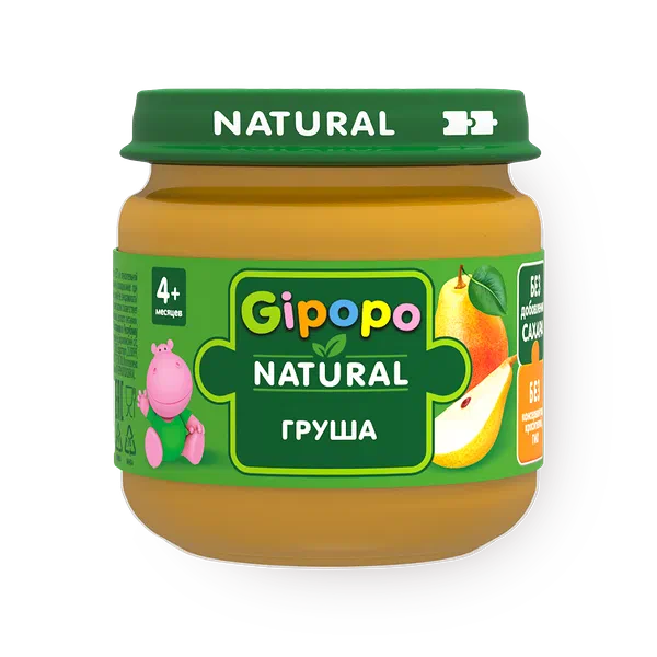 Пюре фруктовое Gipopo Natural груша с 4 месяцев
