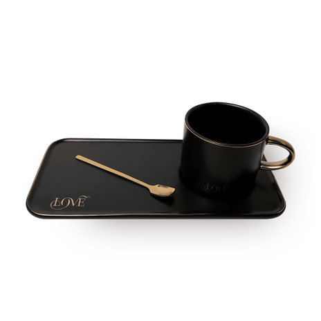 Кружка и тарелка керамические XJRJ чёрный