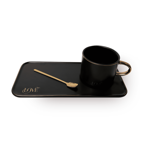 Кружка и тарелка керамические XJRJ чёрный