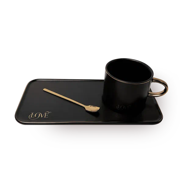 Кружка и тарелка керамические XJRJ чёрный