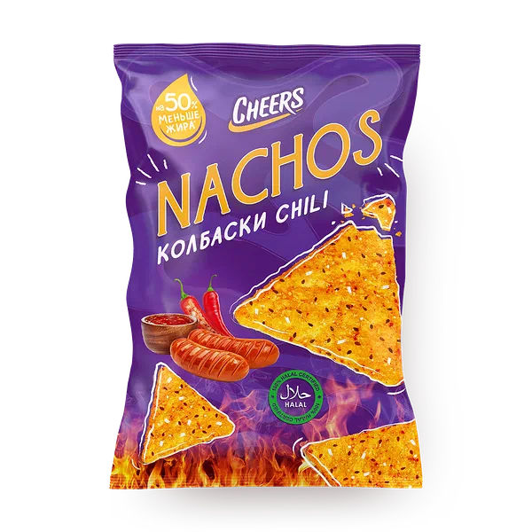 Чипсы кукурузные Cheers Nachos колбаски Chili