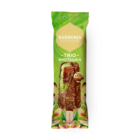 Мороженое сливочное Trio Bahroma фисташка в глазури эскимо