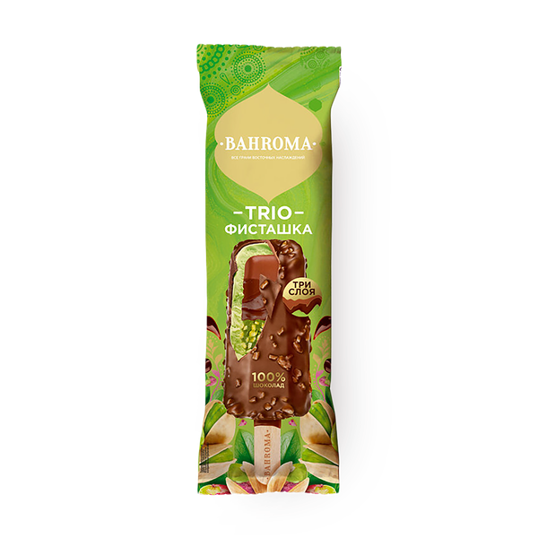 Мороженое сливочное Trio Bahroma фисташка в глазури эскимо