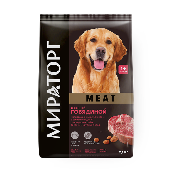 Сухой корм для взрослых собак средних и крупных пород Meat Мираторг с говядиной
