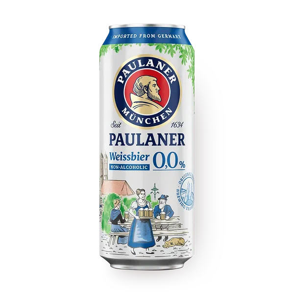 Пиво безалкогольное светлое Paulaner Hefe-Weissbier Non-Alcoholic нефильтрованное