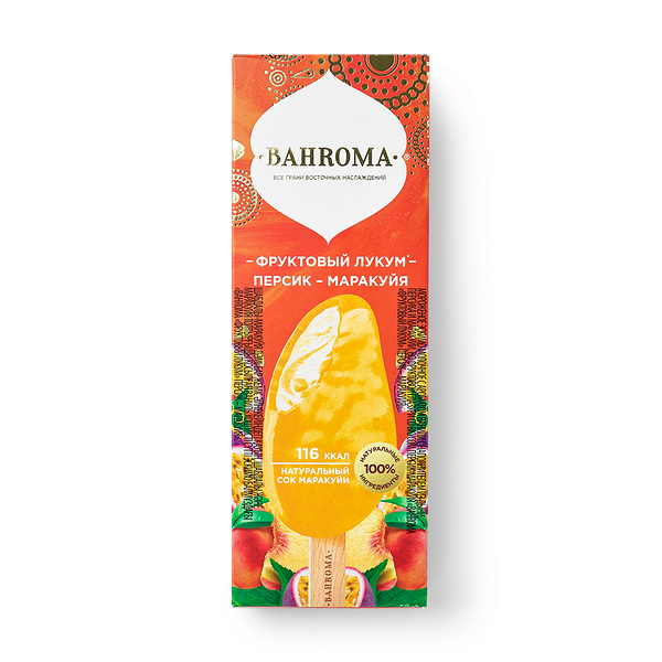 Мороженое Bahroma молочный персик дыня маракуйя во фруктовой глазури