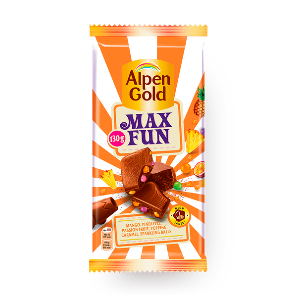 Шоколад Alpen Gold Max Fun с фруктовыми кусочками