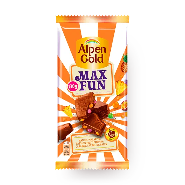Шоколад Alpen Gold Max Fun с фруктовыми кусочками