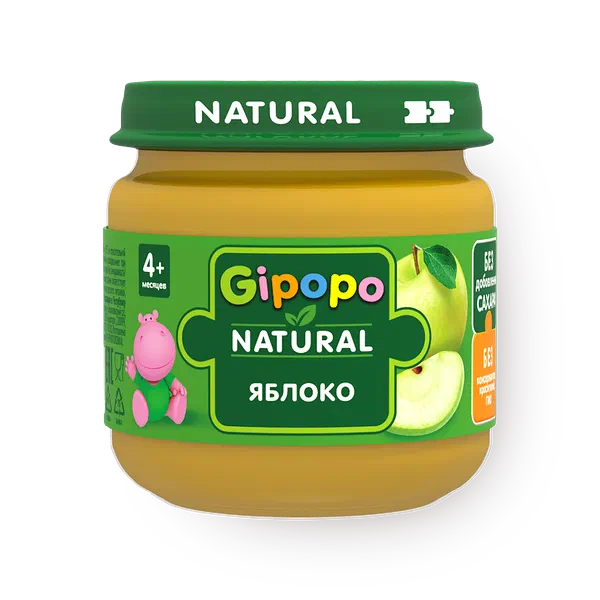 Пюре фруктовое Gipopo Natural яблоко с 4 месяцев
