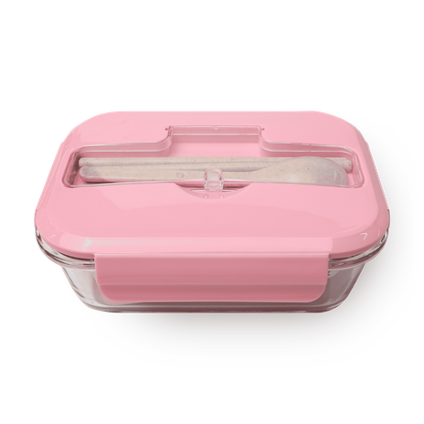 Контейнер стеклянный для еды XJRJ розовый
