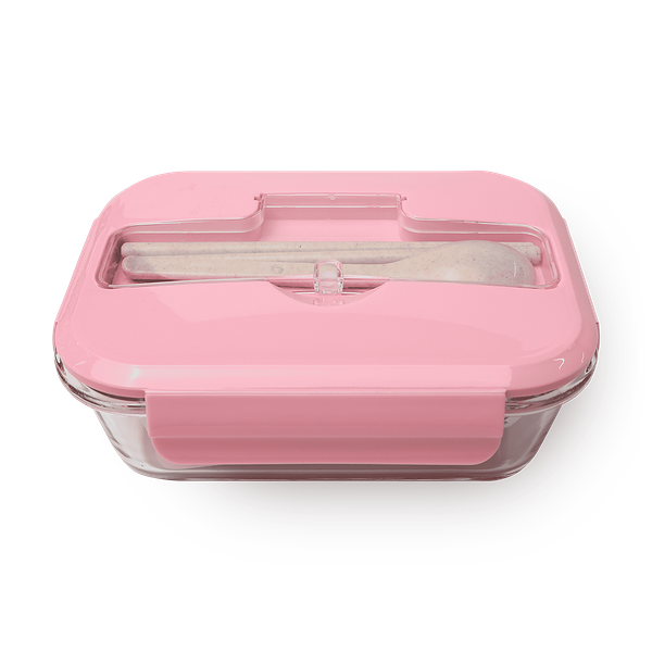 Контейнер стеклянный для еды XJRJ розовый