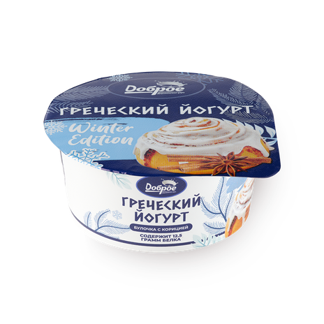 Йогурт греческий «Доброе деревенское утро» булочка с корицей 3%