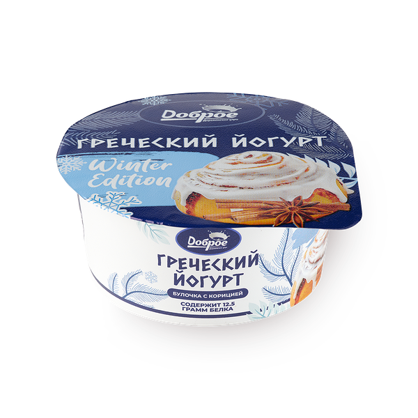Йогурт греческий «Доброе деревенское утро» булочка с корицей 3%