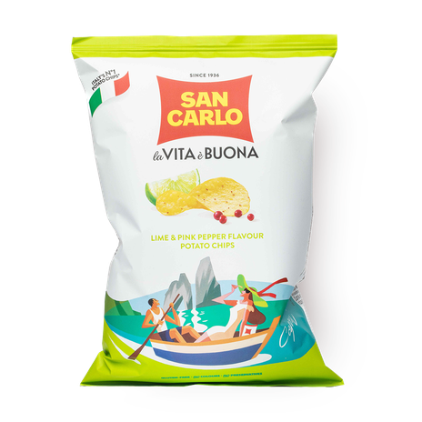 Чипсы Piu Gusto San Carlo лайм и розовый перец