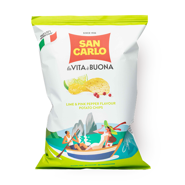 Чипсы Piu Gusto San Carlo лайм и розовый перец