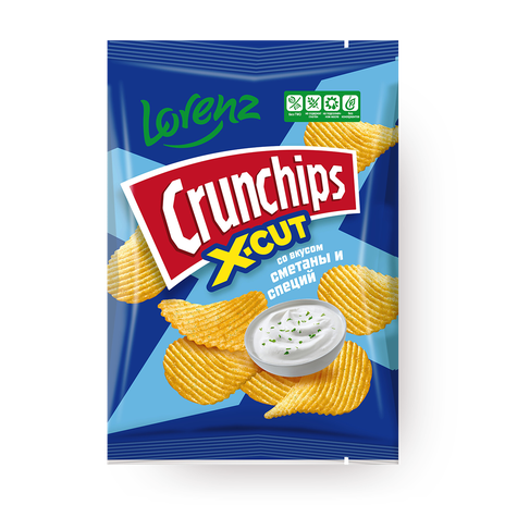 Чипсы картофельные Crunchips X-Cut со вкусом сметаны и специй рифлёные