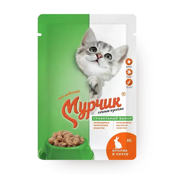 Влажный корм для кошек «Мурчик» с кроликом в соусе