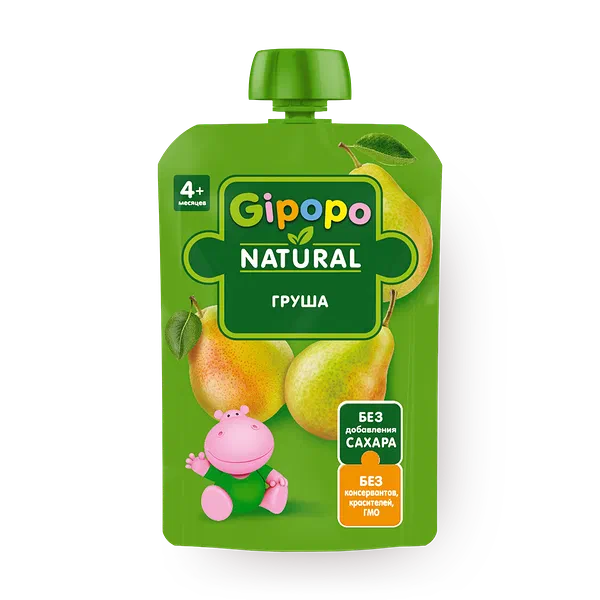 Пюре фруктовое Gipopo Natural груша с 4 месяцев