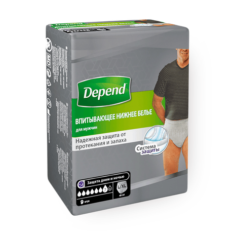 Нижнее бельё впитывающее Depend для мужчин L/XL 48-54 кг