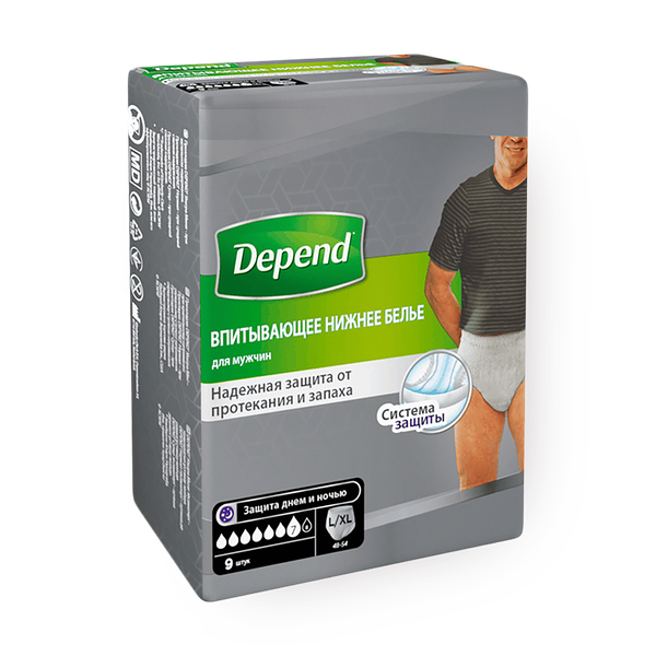 Нижнее бельё впитывающее Depend для мужчин L/XL 48-54 кг