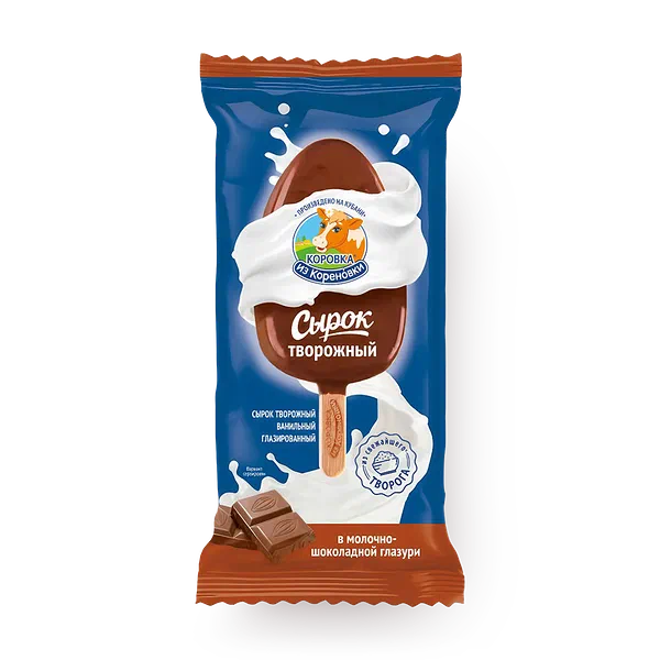 Сырок глазированный «Коровка из Кореновки» ванильный на палочке 23%
