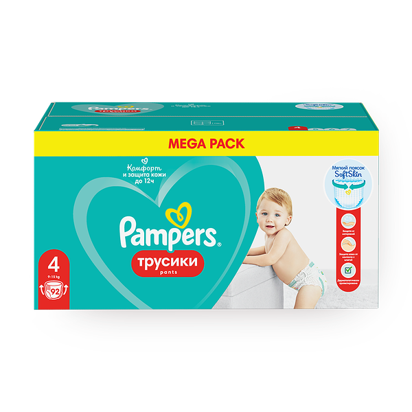 Подгузники-трусики Pampers 4 размер 9-15 кг с мягким пояском