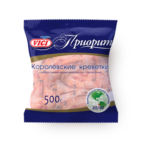 Креветки королевские 30/40 Vici в панцире варёно-мороженые