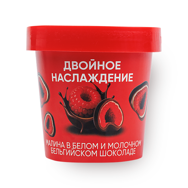 Малина Двойное наслаждение Strawberry House в белом и молочном бельгийском шоколаде