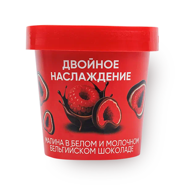 Малина Двойное наслаждение Strawberry House в белом и молочном бельгийском шоколаде