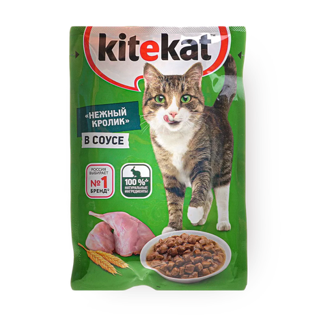 Влажный корм для взрослых кошек Kitekat кролик в соусе