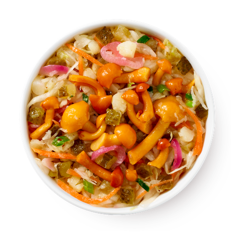 Салат с картофелем, опятами и квашеной капустой