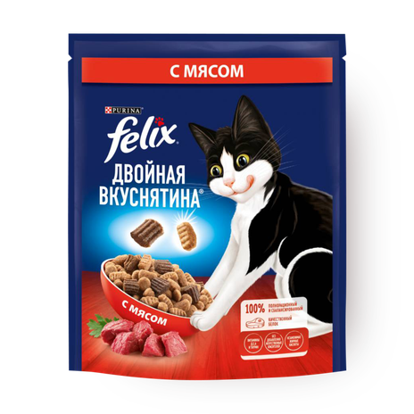 Сухой корм для кошек Felix Двойная вкуснятина с мясом