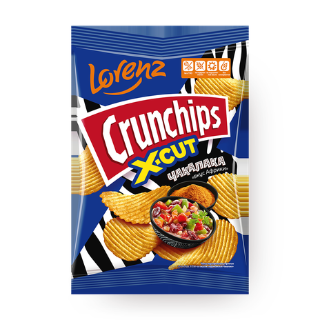Чипсы картофельные Crunchips X-Cut со вкусом африканской Чакалаки рифлёные