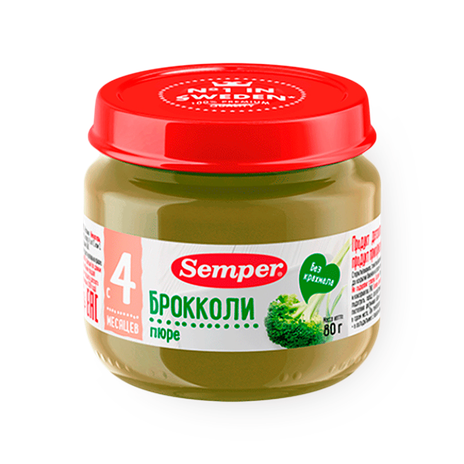 Пюре овощное детское Semper Брокколи с 4 месяцев