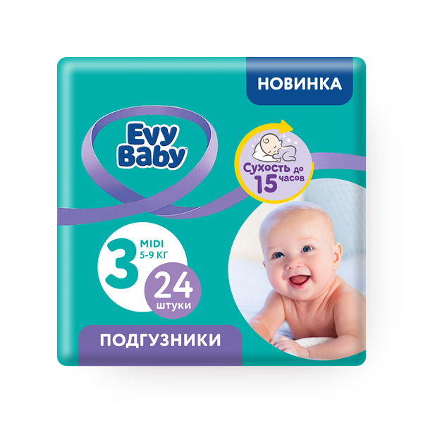 Подгузники Evy Baby миди 5-9 кг стандарт