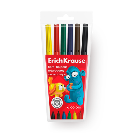 Фломастеры Erich Krause Jolly Friends Super Washable 6 цветов
