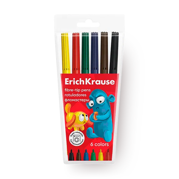 Фломастеры Erich Krause Jolly Friends Super Washable 6 цветов