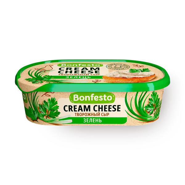 Сыр творожный Cream Cheese Bonfesto с зеленью 65%