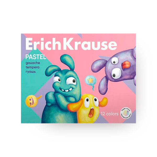Гуашь Erich Krause Jolly Friends 12 цветов по 20 мл