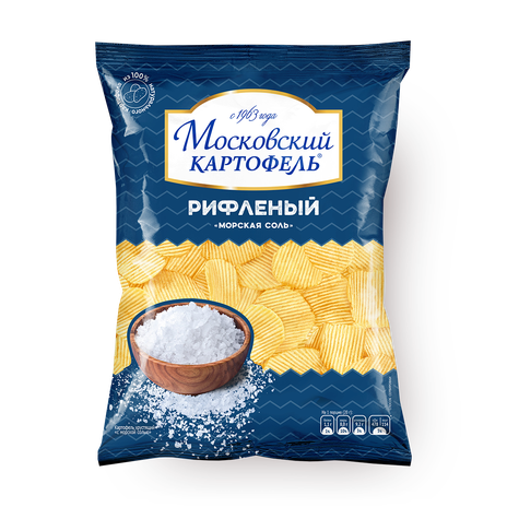 Чипсы «Московский картофель» морская соль рифлёные
