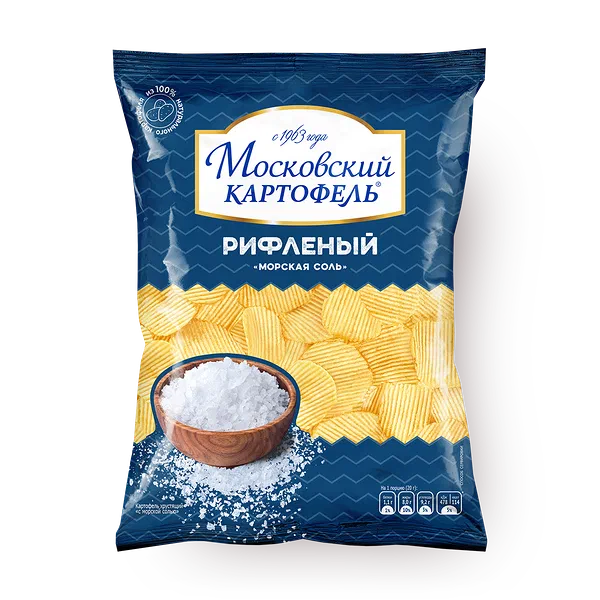 Чипсы «Московский картофель» морская соль рифлёные