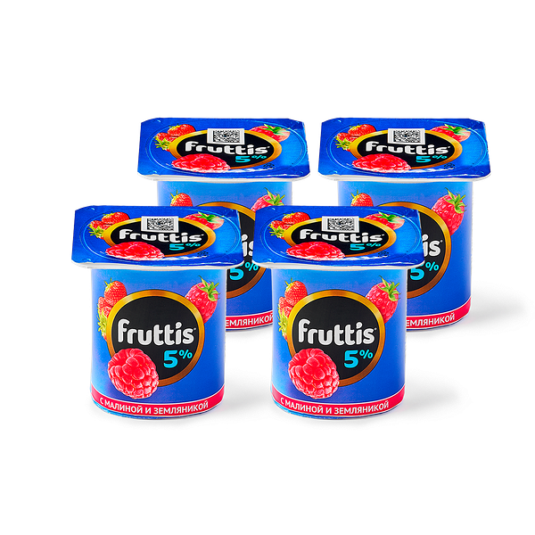 Йогурт Fruttis с соком малины и земляники 5% 100 g 4 шт.
