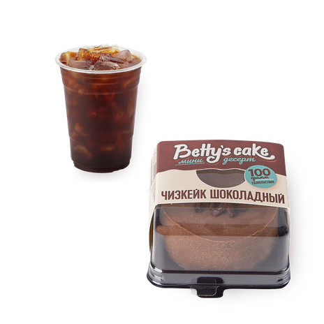 Чизкейк Bettys Cake шоколадный 100 г и Айс Американо, 500 ml