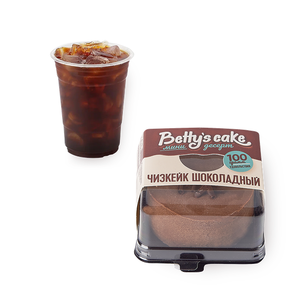 Чизкейк Bettys Cake шоколадный 100 г и Айс Американо, 500 ml