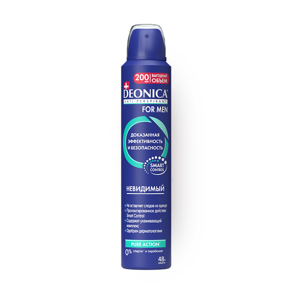 Дезодорант-антиперспирант Deonica For Men Невидимый, спрей
